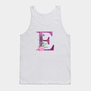 Floral Monogram E Beautiful Rose Bouquet Tank Top